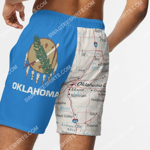 map of oklahoma all over printed beach shorts 5(1)