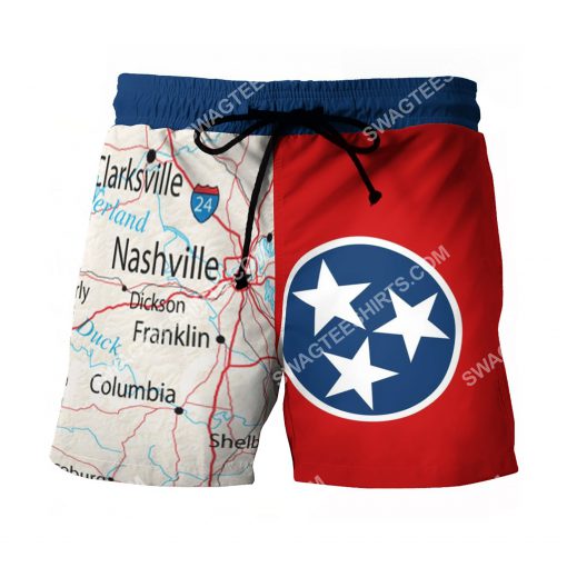 map of tennessee all over printed beach shorts 2(1)