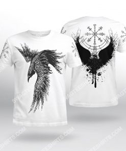 raven viking symbols all over printed tshirt 1