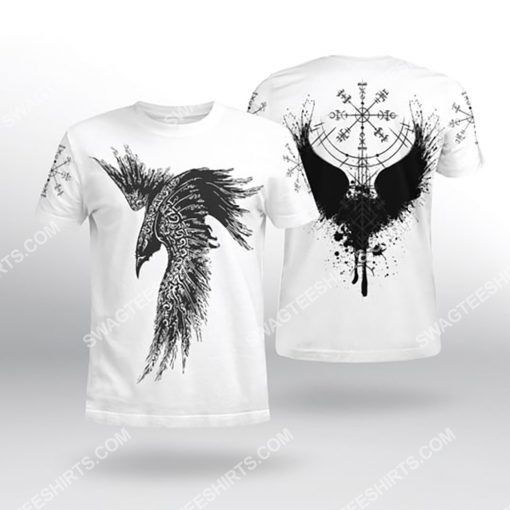 raven viking symbols all over printed tshirt 2