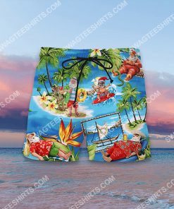santa claus surfing all over printed hawaiian shorts 2(1)
