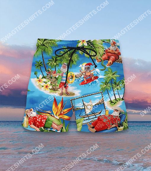 santa claus surfing all over printed hawaiian shorts 2(1)
