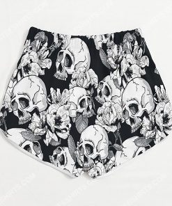 skull and flower all over printed women's board shorts 3(1)