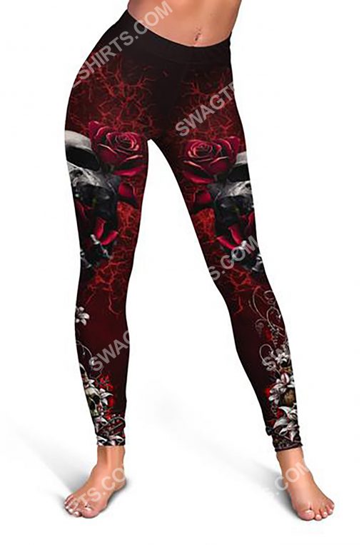 skull and roses all over printed legging(1)