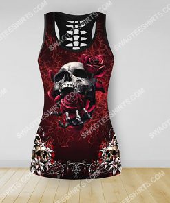 skull and roses all over printed tank top(1)