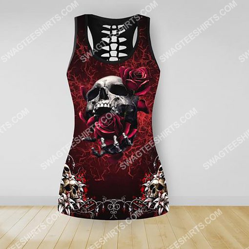 skull and roses all over printed tank top(1)