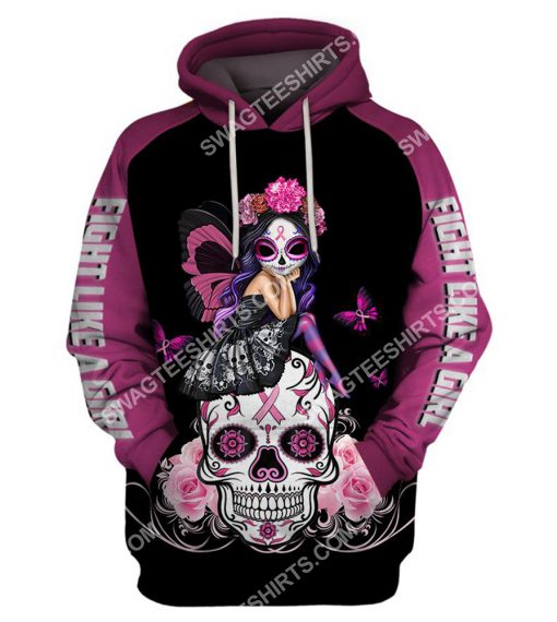 skull fairy figurine breast cancer awareness all over printed hoodie 1