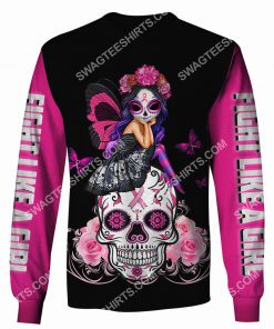 skull fairy figurine breast cancer awareness all over printed sweatshirt 1