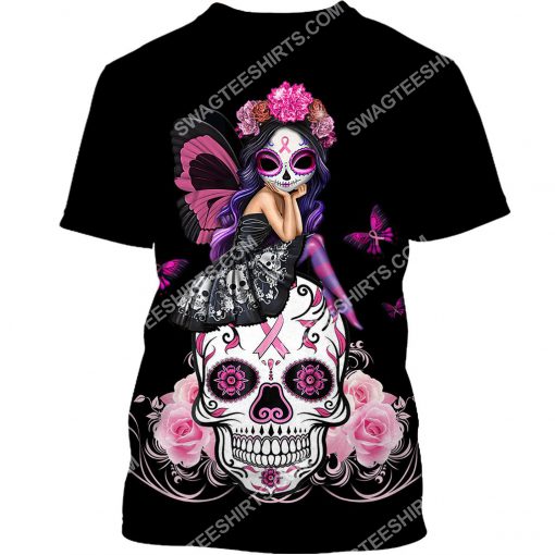 skull fairy figurine breast cancer awareness all over printed tshirt 1