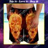 skull with fire all over printed beach shorts