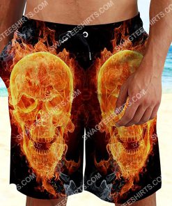 skull with fire all over printed beach shorts 2(1)