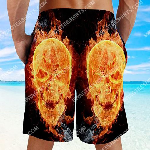 skull with fire all over printed beach shorts 3(1)