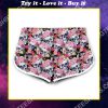 skull with flowers all over printed women's board shorts