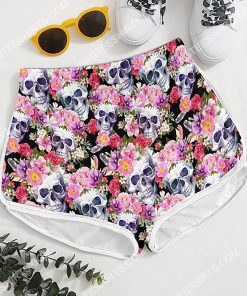 skull with flowers all over printed women's board shorts 4(1) - Copy