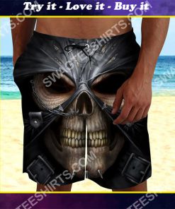 skull zombie face all over printed beach shorts