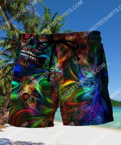 sugar skull colorful all over printed hawaiian shorts 2(1)