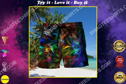 sugar skull colorful all over printed hawaiian shorts