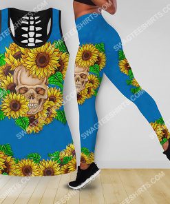 sunflower and skull all over printed tank top and legging 2(1)