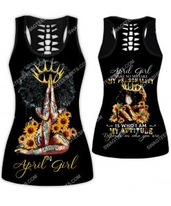sunflower april girl make no mistake my personality is who i am all over printed hollow tank top 1