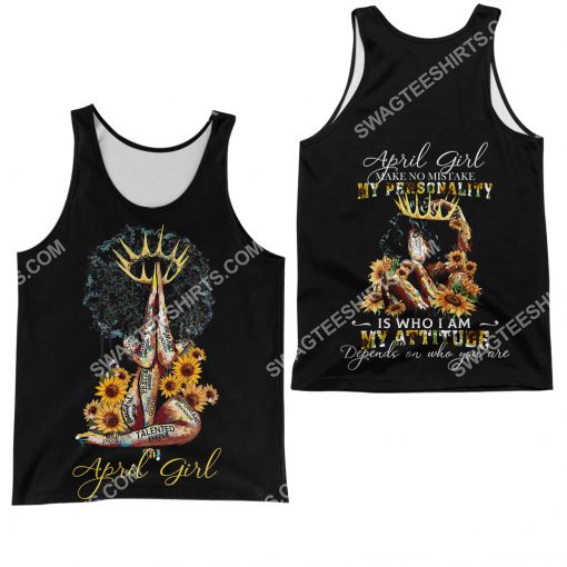 sunflower april girl make no mistake my personality is who i am all over printed tank top 1