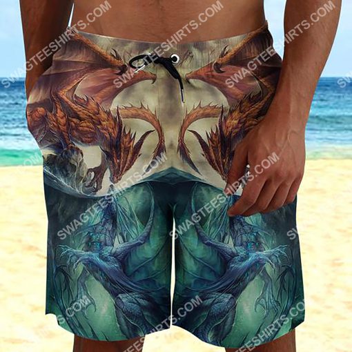 the dragon fire and ice all over printed beach shorts 2(1)