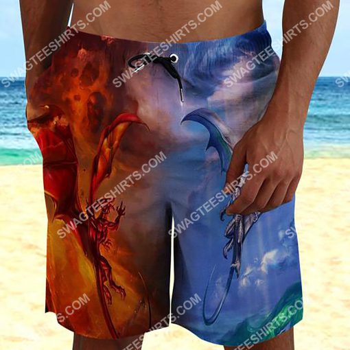 the dragon red and blue all over printed beach shorts 2(1)