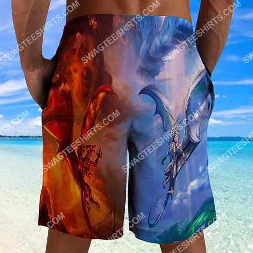 the dragon red and blue all over printed beach shorts 3(1)