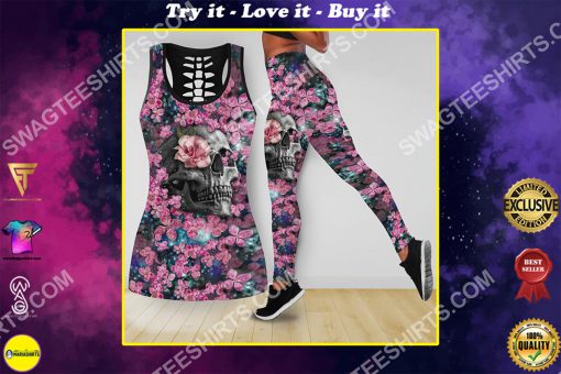 the flower and skull all over printed tank top and legging