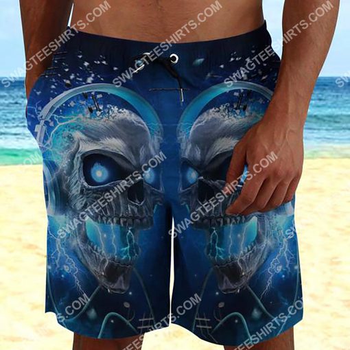 the skull with blue eyes all over printed beach shorts 2(1) - Copy