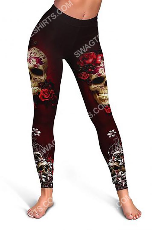 the sugar skull and roses all over printed legging(1)