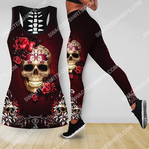 the sugar skull and roses all over printed tank top and legging 2(1)