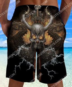 the viking skull head all over printed beach shorts 3(1)