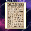 types of bee knowledge vintage poster