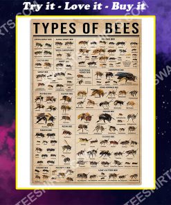 types of bee knowledge vintage poster