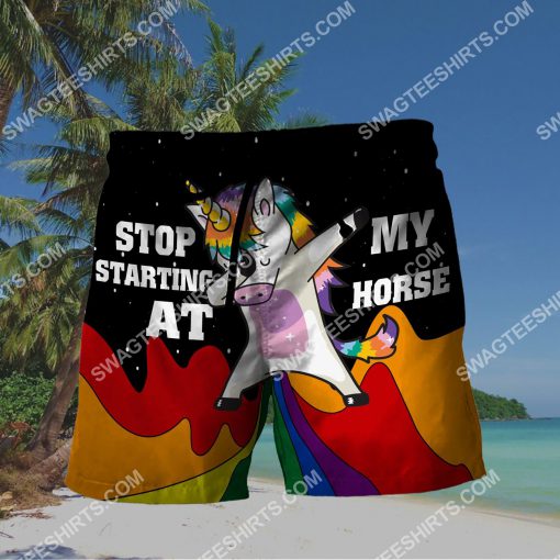 unicorn stop staring at my horse all over printed hawaiian shorts 2(2) - Copy