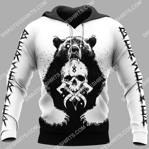 viking bear and skull all over printed hoodie 1