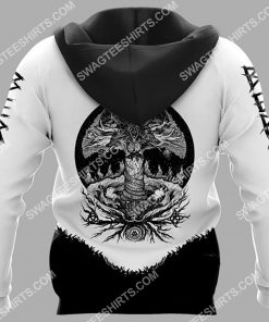 viking bear and skull all over printed hoodie - back 1