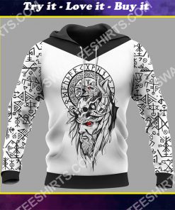 viking culture odin and raven all over printed shirt