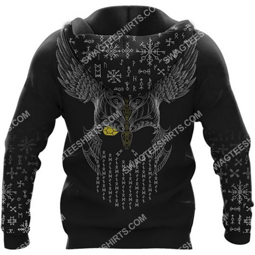 viking odin and wolf all over printed hoodie - back 1