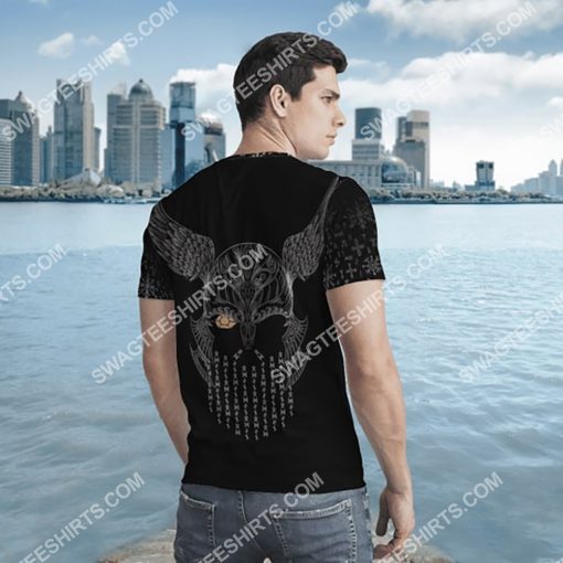 viking odin and wolf all over printed tshirt - back(1)
