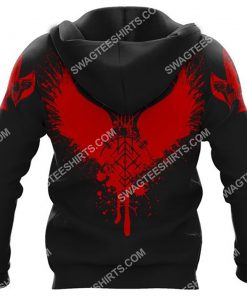 viking symbol raven and skull all over printed hoodie - back 1