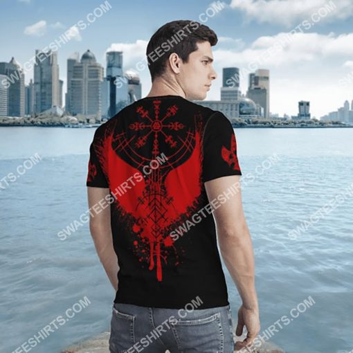 viking symbol raven and skull all over printed tshirt - back(1)