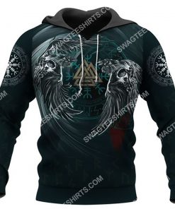 viking symbol raven valknut all over printed hoodie 1