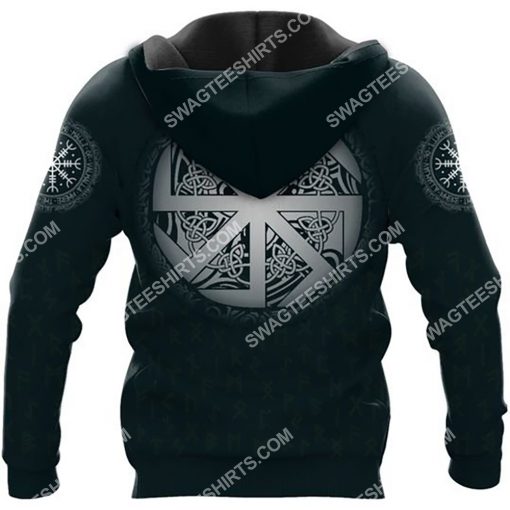 viking symbol raven valknut all over printed hoodie - back 1