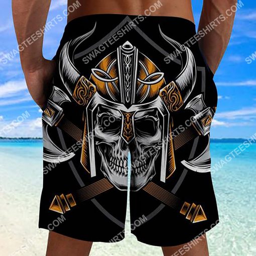 viking with skull all over printed beach shorts 2(1)