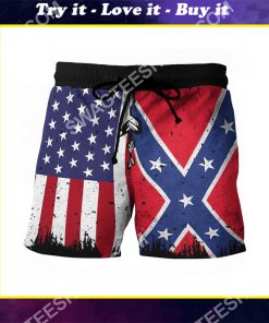 vintage american flag all over printed hawaiian shorts