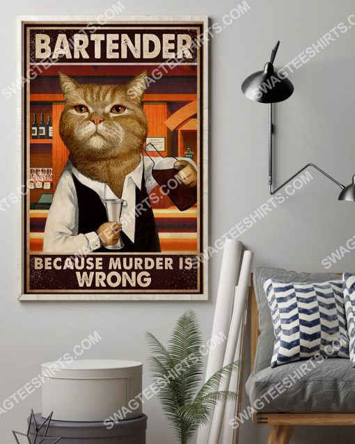 vintage cat bartender because murder is wrong poster 2(1)