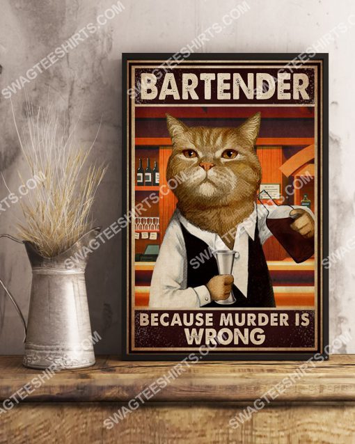 vintage cat bartender because murder is wrong poster 3(1)