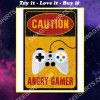 vintage caution angry gamer poster