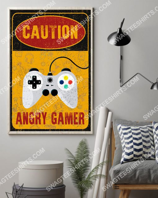 vintage caution angry gamer poster 2(1)